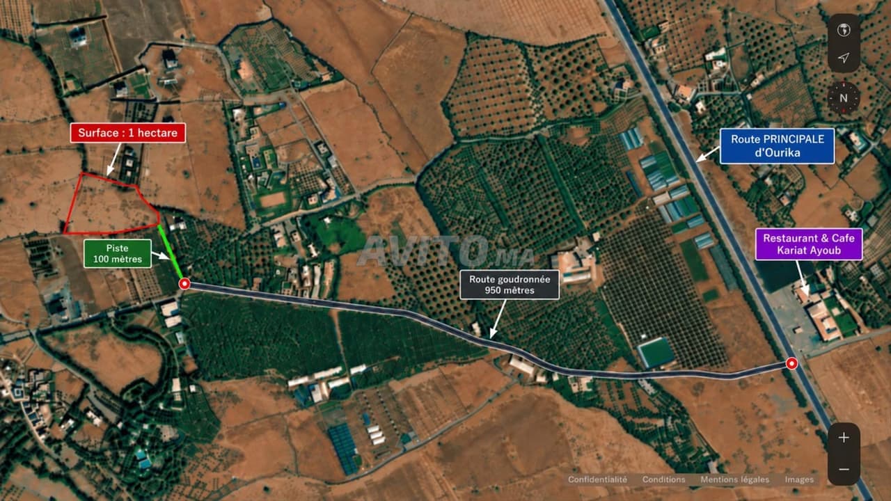 Terrain titré – Route Ourika, à côté Kariat Ayoub