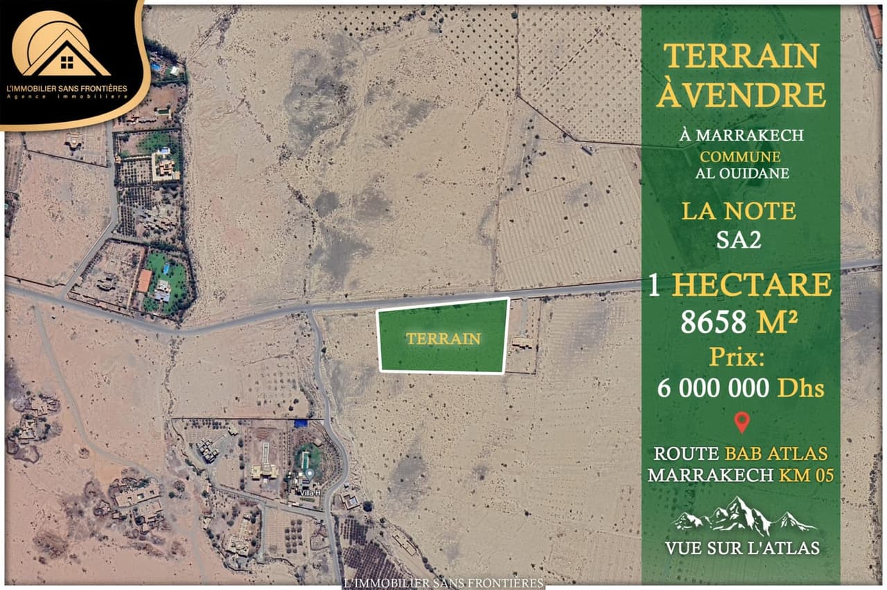 Land for sale at Bab Atlas km 5, Marrakech, SA2, 1 hectare and 8658 m²