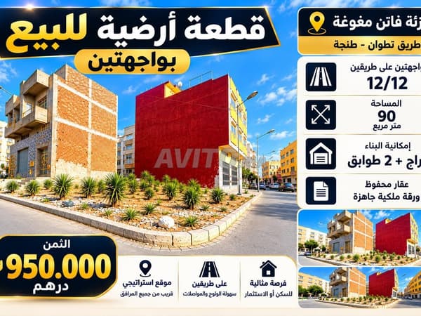 🏠 Terreno in vendita con due fronti – Lottizzazione Faten M'ghogha – Tangeri