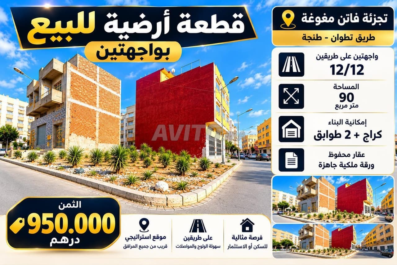🏠 Terreno in vendita con due fronti – Lottizzazione Faten M'ghogha – Tangeri