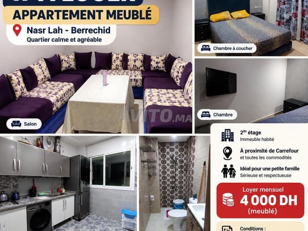 🏡 SE ALQUILA – APARTAMENTO AMUEBLADO EN NASR LAH, BERRECHID