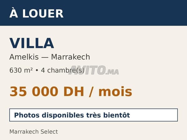 Villa à louer 4 chambres 630 m2 Amelkis