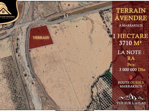 Terrain à vendre à Route d’Ourika, Marrakech — RA — 1 Hectare 3710 m²