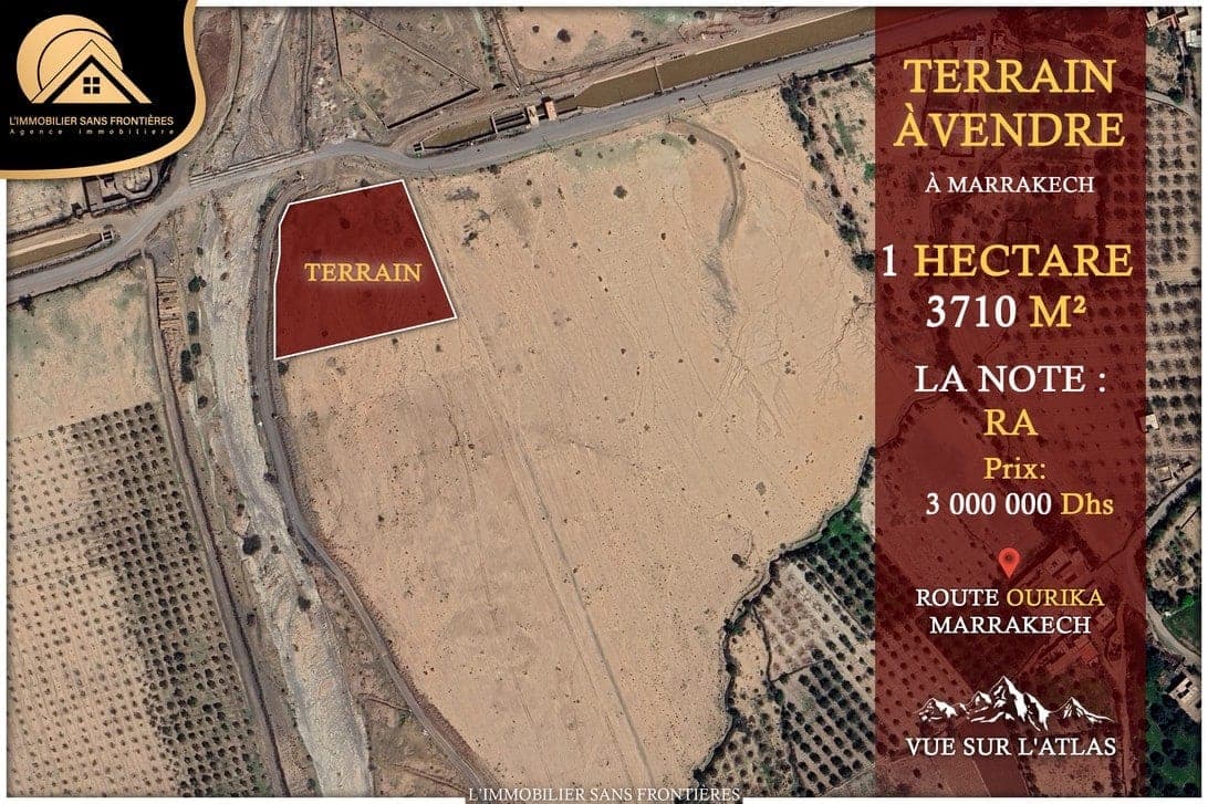 Terrain à vendre à Route d’Ourika, Marrakech — RA — 1 Hectare 3710 m²