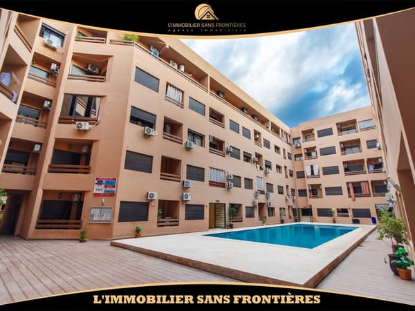 Appartement meublé de 48 m² à Guéliz – 1 chambre, vue piscine et parking titré en sous-sol