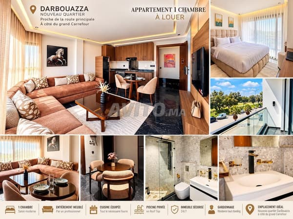 one bedroom dar bouazza meublé