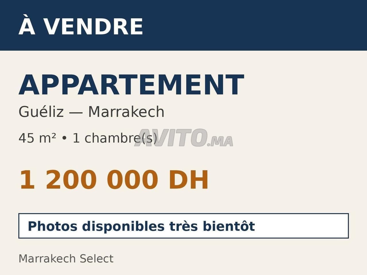 Appartement à vendre 1 chambre 45 m2 Guéliz