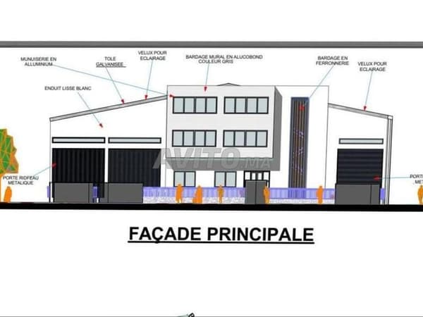 New warehouse for rent 1,260 m² with office – Skhirat