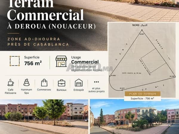 FOR SALE COMMERCIAL TITLED LAND 756 m² IN NOUACEUR