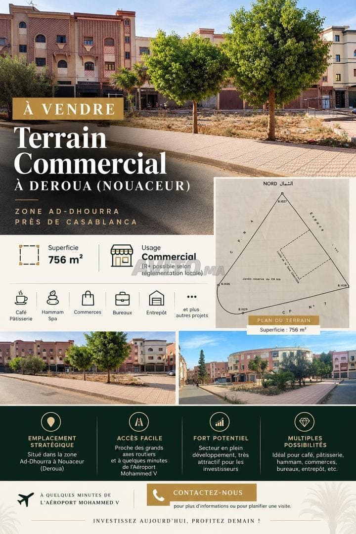FOR SALE COMMERCIAL TITLED LAND 756 m² IN NOUACEUR