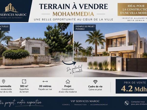 Villa à raser quartier résidentiel centre ville