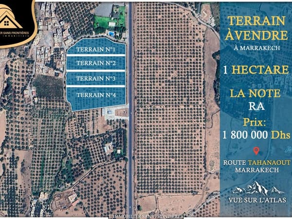 Terrain à vendre à Route de Tahanaout, Marrakech — RA — 1 hectare