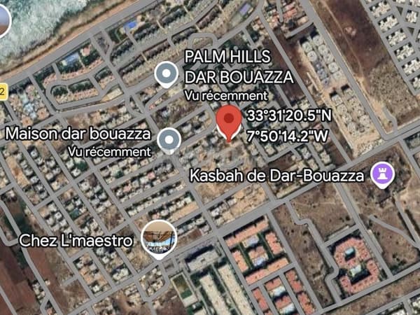 TERRAIN DE 400 m² À DAR BOUAZZA – PALM HILL’S
