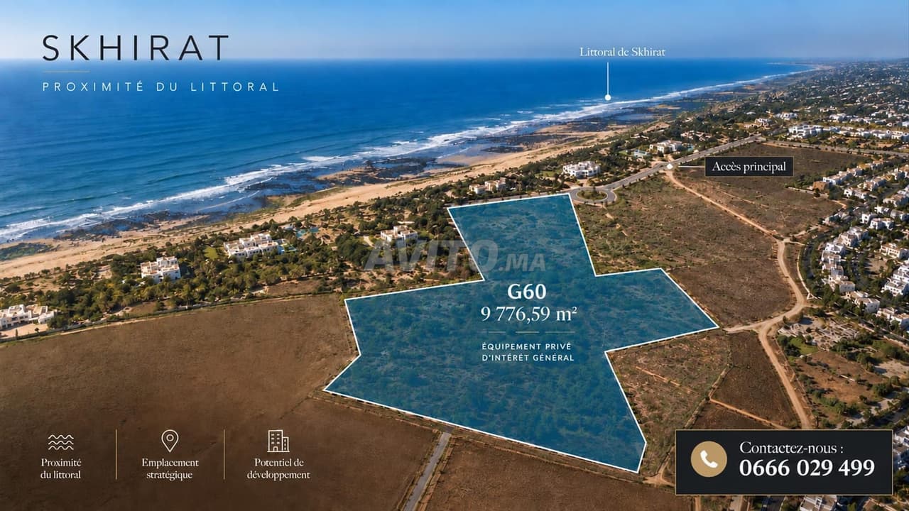 Terreno de 9 776 m² en venta – Skhirat